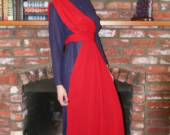 Red & Blew, Vintage red and blue sheer dress