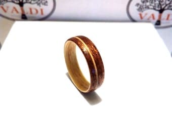 Wooden Ring. Bentwood Ring. Handcrafted Wood Ring. Walnut and Maple wood