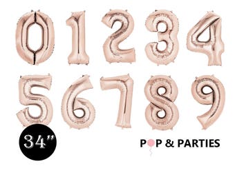 SHIPS FAST - Giant Rose Gold Number Balloons, Rose Gold Balloons, Rose Gold Decorations, Giant Number Balloons, Rose Gold Party - Any Number
