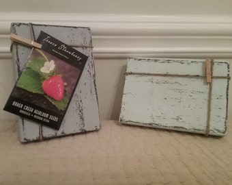Small rustic block frame with pin.