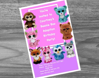 Beanie Boo Birthday Party Kit - Everything you need for your Beanie Boo Adoption party - Custom made invitations, games, and adoption certs