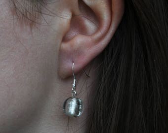White / Silver Murano Glass Earrings