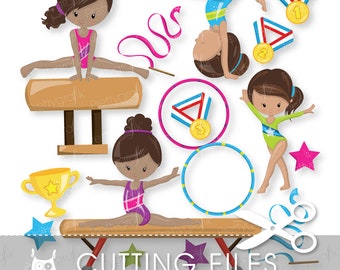 Gymnastic Girls cutting files, svg, dxf, pdf, eps included - gymnastic cutting files for cricut and cameo - Cutting Files SVG - CT914