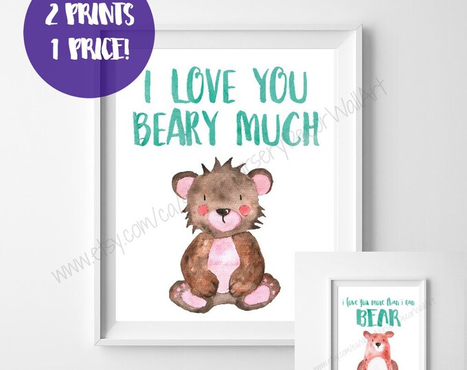 I love you quote, Bear Nursery Print, Nursery Wall Art, Woodlands Nursery, Woodlands Animal, Bear Print, Baby Shower Gift, Baby Room Decor