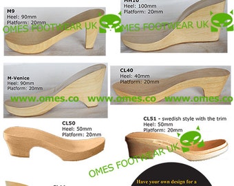 5 Pairs Wooden Soles/Heels/Clogs for Shoe Making
