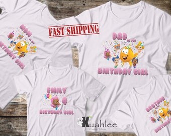 Bubble Guppies Girl Party, Bubble Guppies shirt, Bubble Guppies, Custom, Family Shirts, Bubble Guppies Birthday, WHITE for Girl