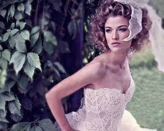 Ivory Wedding Lace Corset. Bridal Alencon French Lace corset. Sweetheart Wedding Corset. Bridal Separates. Wedding top.