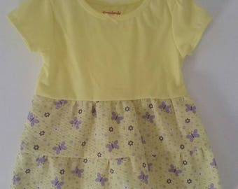 Yellow T-shirt little girls dress with added skirt.