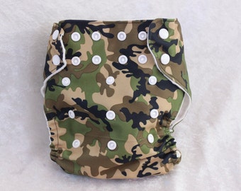 Camo one size pocket cloth diaper