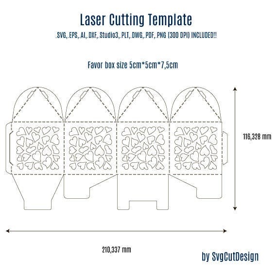 Wedding Favor Box Template Laser Cutting Heart Commercial Use Candy Gift Party Box Svg Lasercut Laser Cut Box Template