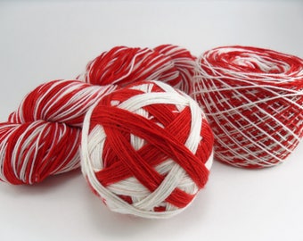 Hand Dyed Self-Striping Sock Yarn Candy Cane SW Merino Nylon handdyed hand-dyed