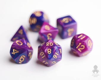 Polyhedral Dice Set For Dungeons and Dragons & Pathfinder | DnD D20 RPG Role Playing Games 16mm Dice - Royal Passion (KD0001)