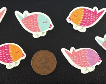 6 wooden bird embellishments