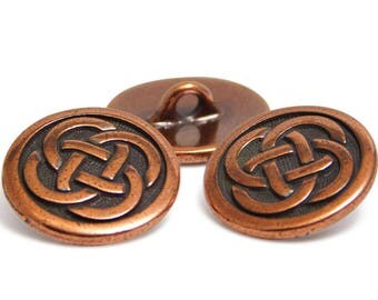 Copper Buttons - TierraCast Button - Celtic Knot - Metal Buttons - Wrap Bracelet Button - 16mm (1523) 2pcs
