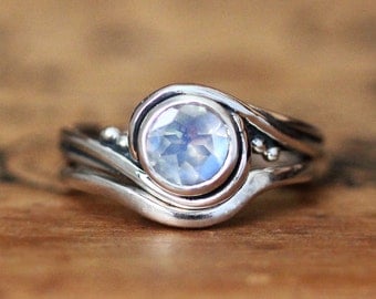moonstone engagement ring set moonstone bridal set moonstone wedding ring set unique alternative - Moonstone Wedding Rings moonstone engagement ring set moonstone bridal set moonstone wedding ring set unique alternative - Moonstone Wedding Rings