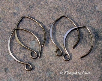 Vintage Bronze Almond Earwires, 20 gauge Artistic Wire (2pr) Handmade to Order