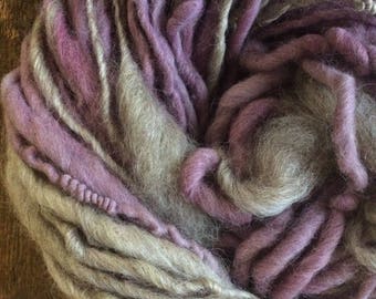 Logwood handspun hand dyed yarn, 68 yards, bulky weight yarn, plant dyed yarn, eco friendly, lavender, purple, natural dyes, naturally dyed