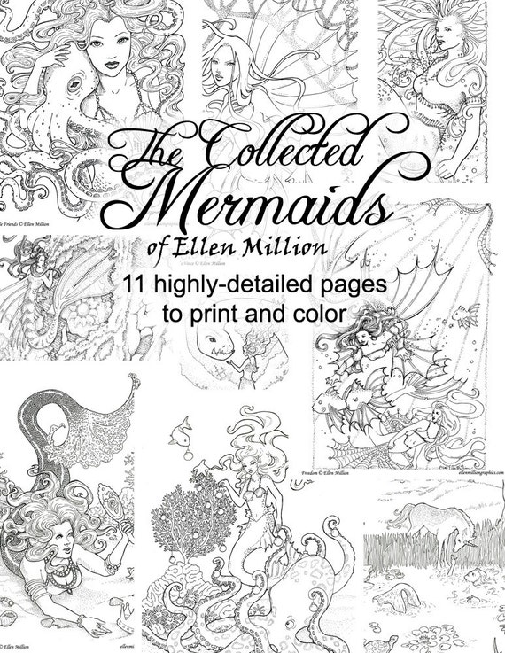 Download Mermaid Coloring Pages for Adults 11 highly-detailed