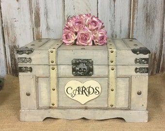 Wedding Card Box, Extra Large Trunk, Shabby Chic, Rustic Wedding Box, Cards-Advice-Wooden Box-Wedding Momentums-Home Decor-Birthday Cards