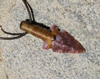 Arrowhead Necklace, Hand Knapped Arrowhead, Arrowhead Pendant, Jasper Agate Arrowhead, Flintknapped, Side Notch, Gift Idea, Handmade