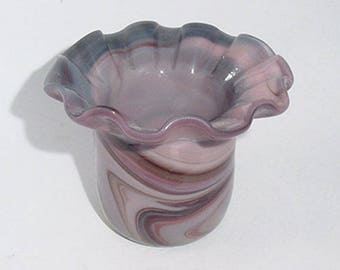 Toothpick Holder -Purple Slag Toothpick Holder -Crimped Ruffled Top Edge - Very Nice