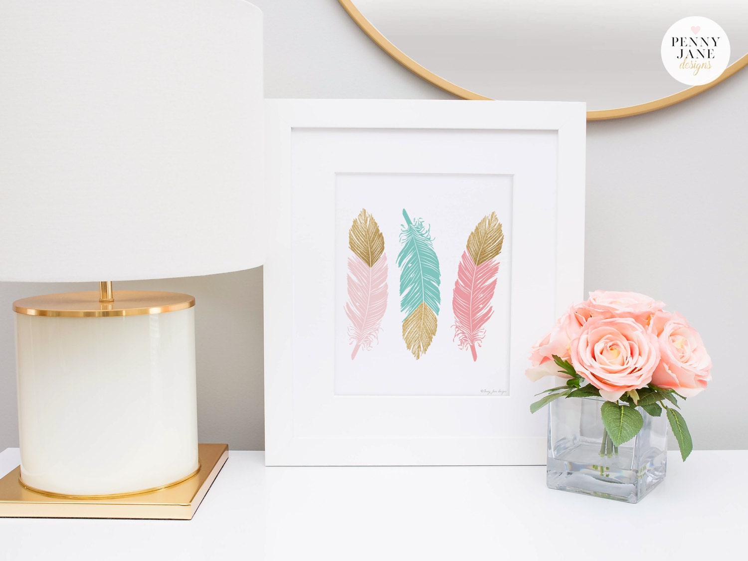 Feather Art Nursery Decor Home Decor Wall Art Printable