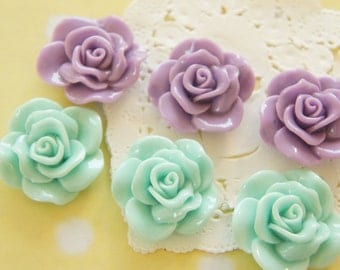 6 pcs Lovely Milky Color Rose Cabochon (27mm29mm) FL278