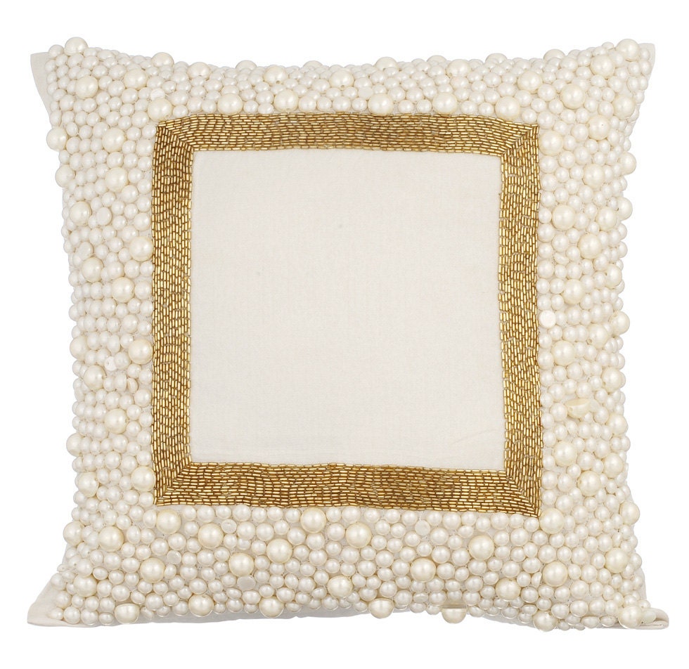 Decorative Ivory Cushion Covers 16x16 Ivory Silk