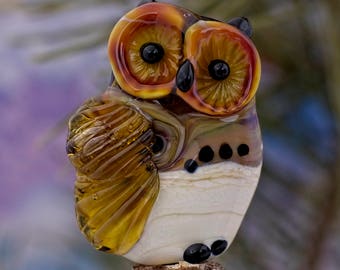 Nala........ lampwork owl bead............ sra