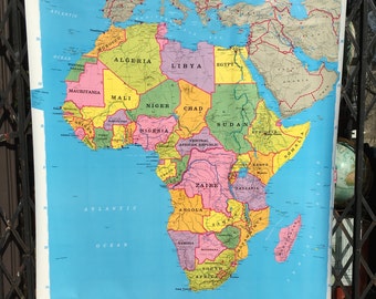 Vintage Rand McNally School Classroom Map of Africa