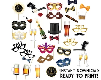 2017 New Years Eve Photo Booth Props–PRINTABLE New Years Props-PRINTABLE New Years Sign-New Years Props-New Years Eve Props-Instant Download