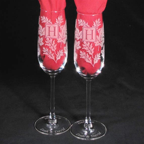 Autumn Leaves Wedding Cake Server and Knife Set Personalized