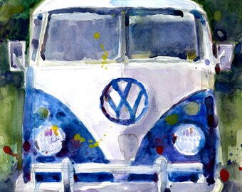 Original Print OR Original Watercolor - VW Van Father Day Special