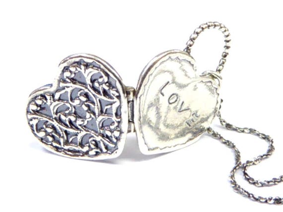 Sterling silver locket heart necklace