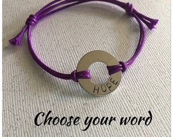 Choose your word, Washer bracelet, Custom bracelet, Inspiration jewelry, Bracelet, Gift for her, Gift for Him, Friendship bracelet, Gift