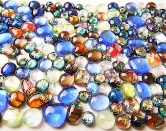 Lot of 180 Dichroic Fused Glass Beads Cabs Cabochons