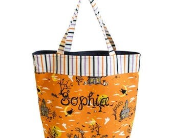 CLEARANCE SALE Personalized Trick or Treat Bag Halloween Bag Candy Bag Halloween Tote Bag Halloween Bucket Halloween Treat Bag | HL0002