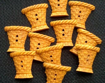 See Shop Announcement for 60% off coupon code! Basket Planter Buttons - 7/8 inch - YOU PICK Quantity - 10 thru 250