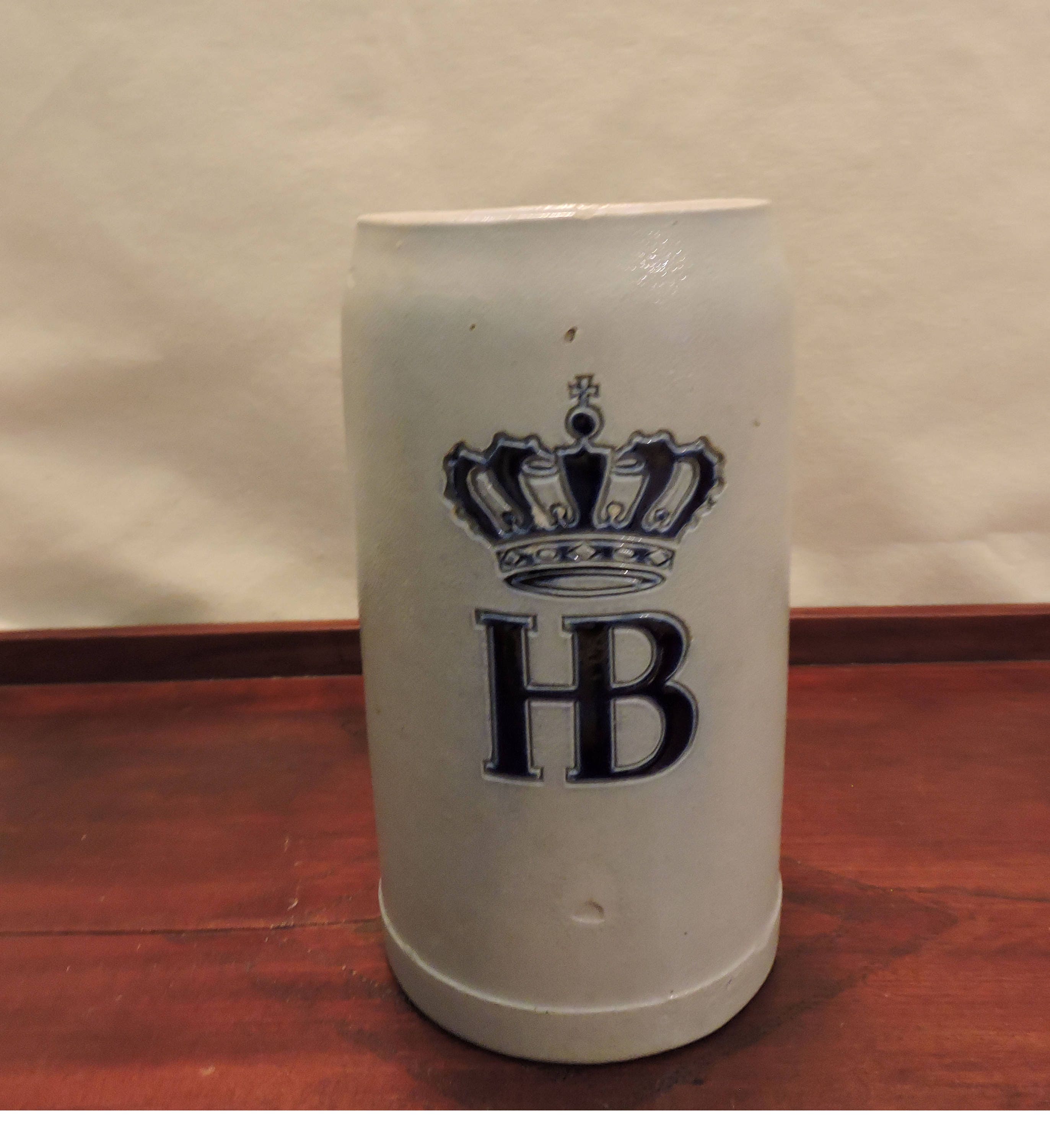 Vintage German Beer Stein Marked HB Hofbrauhaus Gray Stoneware