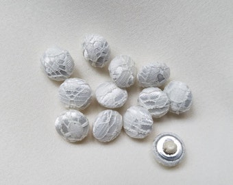 Ivory Bridal Buttons, Ivory Lace Buttons, Decorative Lace Buttons, Satin and Lace Buttons, Ivory Satin, 3/8", Cloth Shank, Set of ONE dozen