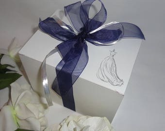ORNAMENT GIFT Boxes, White Gift Box, Mug Gift Boxes, Wine Glass Gift Wrap, PICK Your Weding Design & Ribbon Color, Mason Jar Box