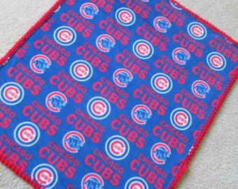 CHICAGO CUBS Baby Blanket, Fleece with Hand Crocheted Edging