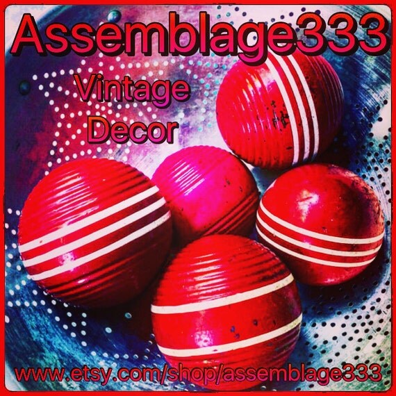 Red Balls / Croquet Balls / Set of 5 / Instant by assemblage333