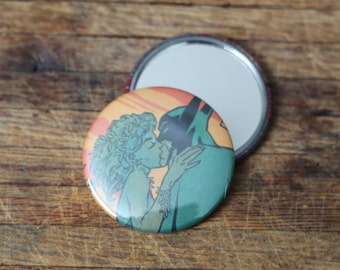 Batman and Poison Ivy Kiss Comic Art - 2.25 inch Pocket Mirror