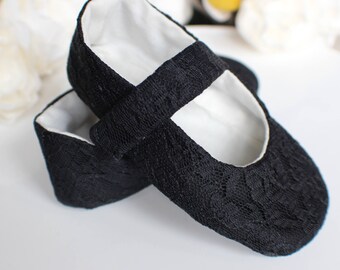 Lace Flower Girl Shoes, Baby Girl Shoes, Toddler Girl Shoes, Black Lace Mary Janes, Holiday Dress Shoes
