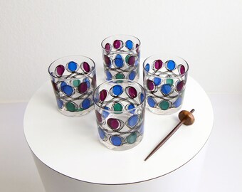 VINTAGE Mid Century Barware Glasses Old Fashioned 1960s Set of 4 Berta