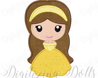 Princess Belle Applique Machine Embroidery Design Digital File 4x4 5x7 6x10 Beauty and the Beast INSTANT DOWNLOAD