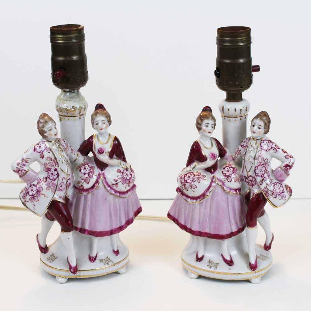 Vintage Victorian Figurine Lamps Vintage Sidetable Lamp