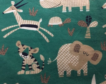 Teal Safari - Flannel Fabric - 1 yard