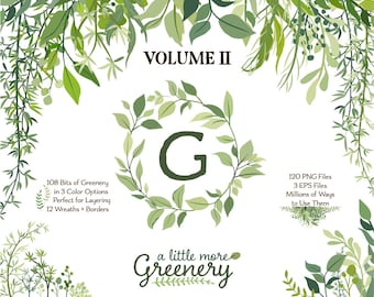 Leaf Clipart | Greenery Clipart | Vector Foliage | Leaf Wreath, Branch, and Botanical Graphics | Wedding Wreath Greenery